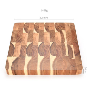 Tabla de cortar de madera de acacia natural reversible multiusos con veta de extremo para cocina - Product Image 2