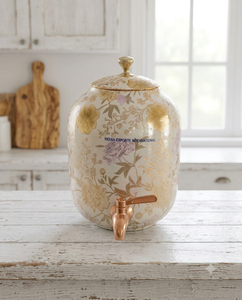 Dispensador de Agua de Cobre Premium con Diseño Floral, Dispensador de Agua de Cobre Floral al por Mayor con Grifo, Tanque Decorativo Hecho a Mano - Product Image 1
