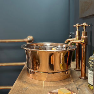 Lavabo decorativo rústico de cobre con diseño antiguo artesanal para casas de lujo, restaurantes y propiedades tradicionales - Product Image 5