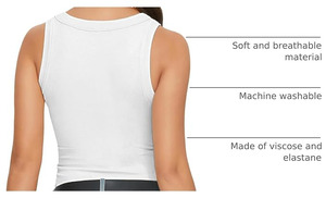 <b>Women's</b> White Ribbed Scoop Neck Tank <b>Top</b> 100% Cotton Knitted Casual Breathable Sleeveless Vest Solid Color Regular Length - Product Image 5