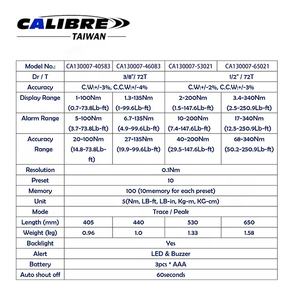 Llave Dinamométrica Digital Electrónica de Trinquete de 1/2\" Dr, 40-200NM, de Aleación, para Bricolaje, OEM, Marca TAIWAN CALIBRE - Product Image 6
