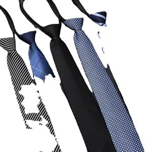 Pajarita ajustada de seda 100% para hombre, colores de rayas sólidas, diseño de cremallera perezosa, accesorio de vestir Formal de negocios, corbatas al por mayor - Product Image 6