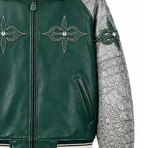Blouson en cuir vert personnalisé pour hommes, style vintage, en cuir de vachette, imperméable, respirant, séchage rapide, vente en gros OEM, faible MOQ - Product Image 4