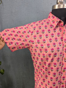 เสื้อเชิ้ตผู้ชายแขนสั้นพิมพ์ลายดอกไม้ผ้าฝ้ายลำลองคอปกสไตล์ฤดูร้อน - Product Image 6