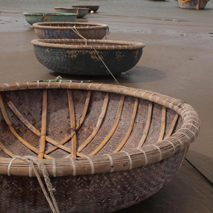 Coracle en bambou directement de l'usine, avec banc et pagaies inclus, coracle rond en bambou du Vietnam pour la décoration des complexes hôteliers de plage - Product Image 1