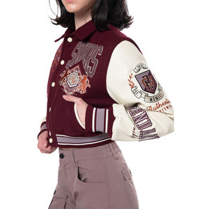 Custom Women Baseball Varsity Jacket Winter 100% Polyester Fashion Streetwear Letterman OEM Manufacturer Wholesale Private Label - Product Image 4