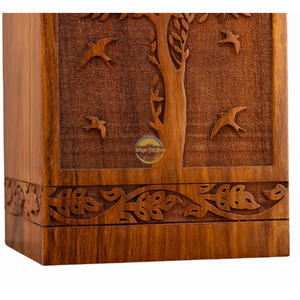 AYAANS Rosewood wooden Hand Carved Wooden Hot Selling cremation Urn Box for Adult Ashes Wholesale Cremation Urns (6X6X11)IN - Product Image 4