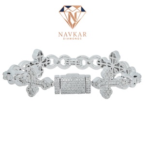 VVS Hip Hop Iced Out Sterling Silver Diamond Tennis Bracelet with Stainless Steel Cuban Chain Bracelet Women Jewelry for <b>Mens</b> - Product Image 4