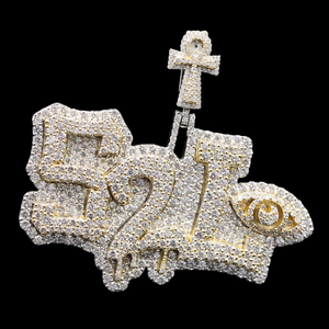 Pendentif personnalisé pour homme en alliage plaqué or avec diamants CZ effet glacé Apex Authority - Product Image 1