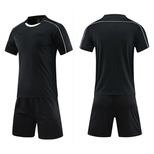 Uniforme d'arbitre de football professionnel pour hommes, ensemble de maillot de football à col en V, manches courtes, séchage rapide, respirant, 100% polyester, chemise d'arbitre - Product Image 2