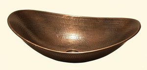 Lavabo ovale en cuivre artisanal, décoratif, martelé, pour salles de bain modernes à la maison et à l'hôtel - Product Image 2