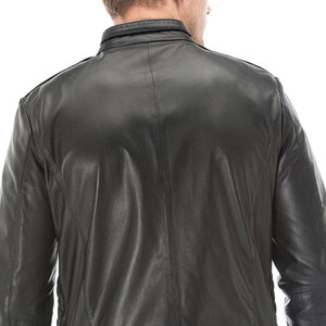 High Quality <b>Men's</b> Winter Genuine Leather Jacket Stand Collar Warm Black Stand Canvas Fashionable Plain jacket for <b>men</b> - Product Image 3
