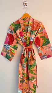 Kimono indien imprimé à la main, costumes pour femmes, vêtements de nuit, robe de plage, peignoir, robe de bain, motif floral, fabricant OEM et vente en gros - Product Image 2