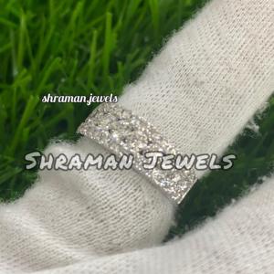 Anillo de Eternidad de Lujo en Oro Blanco Sólido de 14K con Moissanita y Engaste Pavé, Banda de 3 Hileras de Moda, Joyería de Regalo para Compromiso y Boda para Mujer - Product Image 5