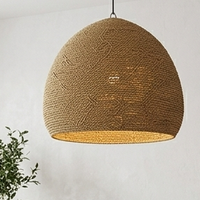 Lampe suspendue en forme de dôme en jonc de mer naturel tissé à la main, style bohème rustique, abat-jour minimaliste de luxe pour plafond, Noël, Pâques