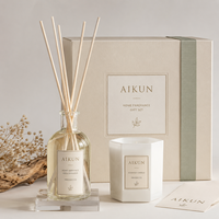 Set Hadiah Lilin Aromaterapi Kaca Embos Mewah AIKUN Dengan Kotak Pita Untuk Grosir Hotel