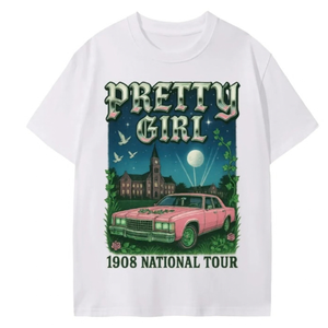   Camiseta gráfica blanca para mujer, camiseta de manga corta con cuello redondo, inspirada en la hermandad, ropa de calle informal, Top de moda, 1908 National Tour - Product Image 1