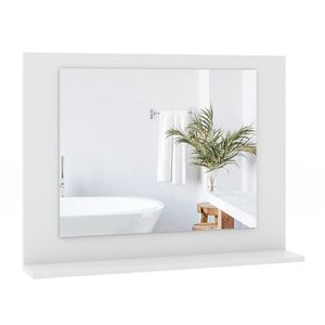 Specchio da Bagno Rettangolare 23,5 X 17,5 Pollici con Cornice in Legno e Mensola - Product Image 6