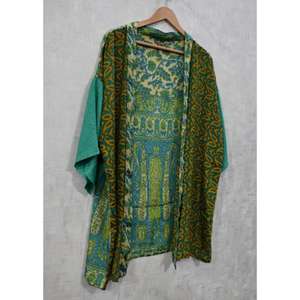 Handmade <b>Silk</b> Patchwork Short <b>Kimono</b> Womens Boho <b>Kimono</b> Jacket Lightweight <b>Silk</b> Robe Unique Patchwork Design Summer Loungewear - Product Image 3