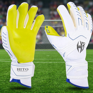 Gants de gardien de but de football pour jeunes, couleur blanche, bonne qualité, avec protection des doigts, en latex allemand, pour la protection du poignet. - Product Image 2
