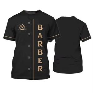 Chemise de travail tendance pour barbier et coiffeur, noir et or, tenue professionnelle de salon, haut ajustable pour barbier et salon - Product Image 3