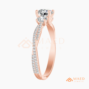 Moissanite Three <b>Stone</b> Ring for Women Rose Gold Engagement Wedding Anniversary Jewelry Elegant Daily Wear Style - Product Image 6