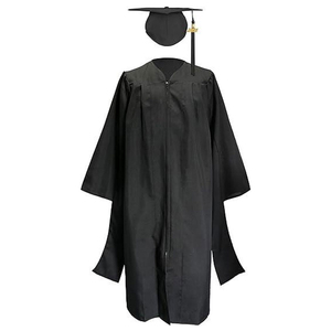 Túnica de Graduación Negra Unisex con Birrete y Borla de Poliéster para Adultos, Ideal para Ceremonias - Product Image 1