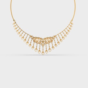 Diamond <b>Necklace</b> in 14K Yellow Gold Round Cut Flower Design <b>Statement</b> Jewelry for Women Luxury Fine <b>Necklaces</b> - Product Image 2