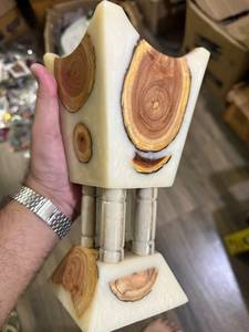 Brûleur d'encens artisanal en bois et résine, porte-bakhoor, support d'encens aromatique pour la décoration religieuse de la maison - Product Image 1