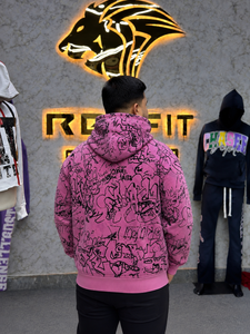 Sudadera con Capucha Personalizada con Cremallera, Lavado Ácido, Impresión a Todo Color, 100% Algodón, Ecológica, Transpirable, Estilo Urbano, Ropa de Otoño - Product Image 2