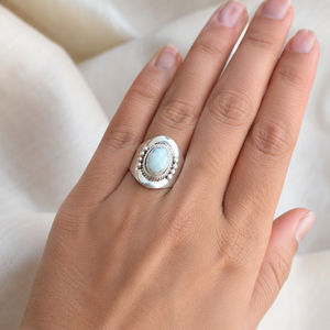 Natural Larimar Gemstone Vintage <b>Ring</b> 925 Sterling Silver Rose Gold Yellow Gold Plated Boho Statement Jewelry Gift <b>for</b> Her <b>Men</b> - Product Image 3