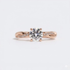 Anillo de Compromiso con Diamante Cultivado en Laboratorio, Corte Redondo, 1.22CT, Certificado IGI, Oro Blanco de 10K, Color E, Claridad VVS2, Anillo de Boda Trenzado, Regalo - Product Image 4