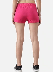 Women's Pink High Waist Sport Shorts With Letter Print <b>Elastic</b> Waist Knitted Spandex Polyester Breathable Regular Fit - Product Image 4