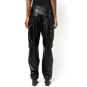 Pantalon cargo en cuir véritable de haute qualité pour femmes, taille haute, avec poches en cuir PU, pantalon streetwear pour l'hiver - Product Image 4