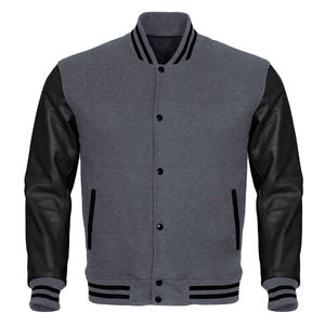 Veste universitaire Letterman avec manches en cuir véritable, blouson bomber blanc pour homme, vêtement d'extérieur décontracté, veste en polyester pour homme - Product Image 4