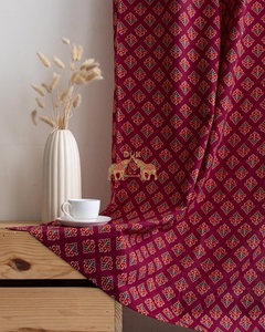 Tissu de rideau en coton imprimé indien, design botanique bohème élégant, décoration d'intérieur haut de gamme - Product Image 3