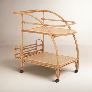 Natural rattan barcart cheap price <b>bar</b> trolley wholesale eco friendly cane food cart on wheels - Product Image 1
