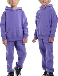 French Terry Heavyweight <b>Oversized</b> Kids Boys Track Suit <b>Joggers</b> Acid Wash Solid Color Block Two-Toned Streetwear Winter - Product Image 2