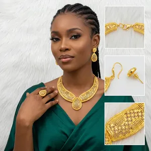 Collar de Cadena con Caja de Flores Chapado en Oro de Latón para Mujer, Joyería de Moda, con Dije de Un Gramo - Product Image 3