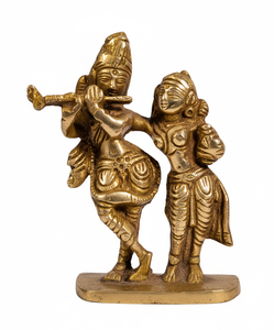 Statue artisanale en laiton de Radha Krishna, sculpture dorée en bronze, figurine pour la décoration de la maison ou du temple, cadeau spirituel, collection - Product Image 1