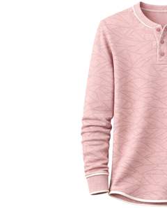 Sudadera Henley con estampado geométrico rosa para hombre, de manga larga, tejido French Terry, corte regular, informal, para invierno, nueva. - Product Image 3