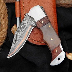 Couteau pliant de poche en cuivre Damas, fait main, couteau EDC, vente en gros, gravure personnalisée, OEM ODM, couteau d'extérieur haut de gamme - Product Image 2