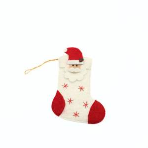 Calcetín Navideño Ecológico de Fieltro con Detalles Cosidos a Mano, Diseño Artesanal de Santa Claus - Product Image 1