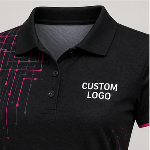 Polo Personalizado para Mujer con Diseño de Cuadrícula Negra y Magenta, de Secado Rápido, Transpirable, Manga Corta, Uniforme de Alto Rendimiento WPS-0859 - Product Image 5