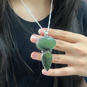 Collar con colgante de piedras preciosas serpentinas, cadena de plata de ley 925 hecha a mano, joyería de lujo, regalo elegante para mujeres - Product Image 6