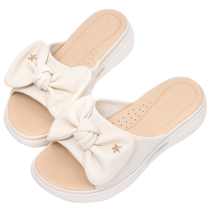 Sandalias Ann'S Bow Slide, Tacón Bajo de 3.5cm, Pantuflas de Piel de Cordero, Cómodas, Casuales, de Moda, para Verano - Product Image 1