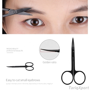 Ensemble de pinces à épiler pour cils et sourcils en acier inoxydable noir personnalisé, 3, 4 ou 5 pièces, avec ciseaux, outils de soin beauté - Product Image 3