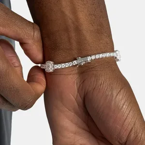 925 silver minimalist <b>bracelet</b> Geometric chain unisex <b>bracelet</b> - Product Image 2