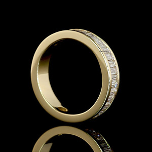 Bague de fiançailles éternelle sertie de diamants baguette cultivés en laboratoire, plaquée rhodium, or 10K 14K 18K, argent 925 935 - Product Image 4