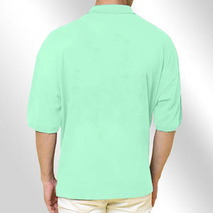 Camiseta Polo Verde Menta para Hombre, Mezcla de Algodón, Manga Corta, Color Sólido Liso, Informal, Transpirable, Cómoda, con Logotipo Personalizado - Product Image 2